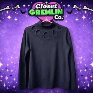 Cable & Gauge Black Cut-Out Turtleneck Sweater